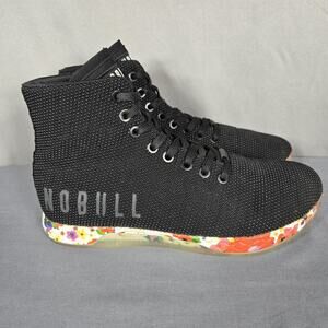 NOBULL High Top Trainer Shoes Mens 6 Womens 7.5 Black SuperFabric Floral Sole
